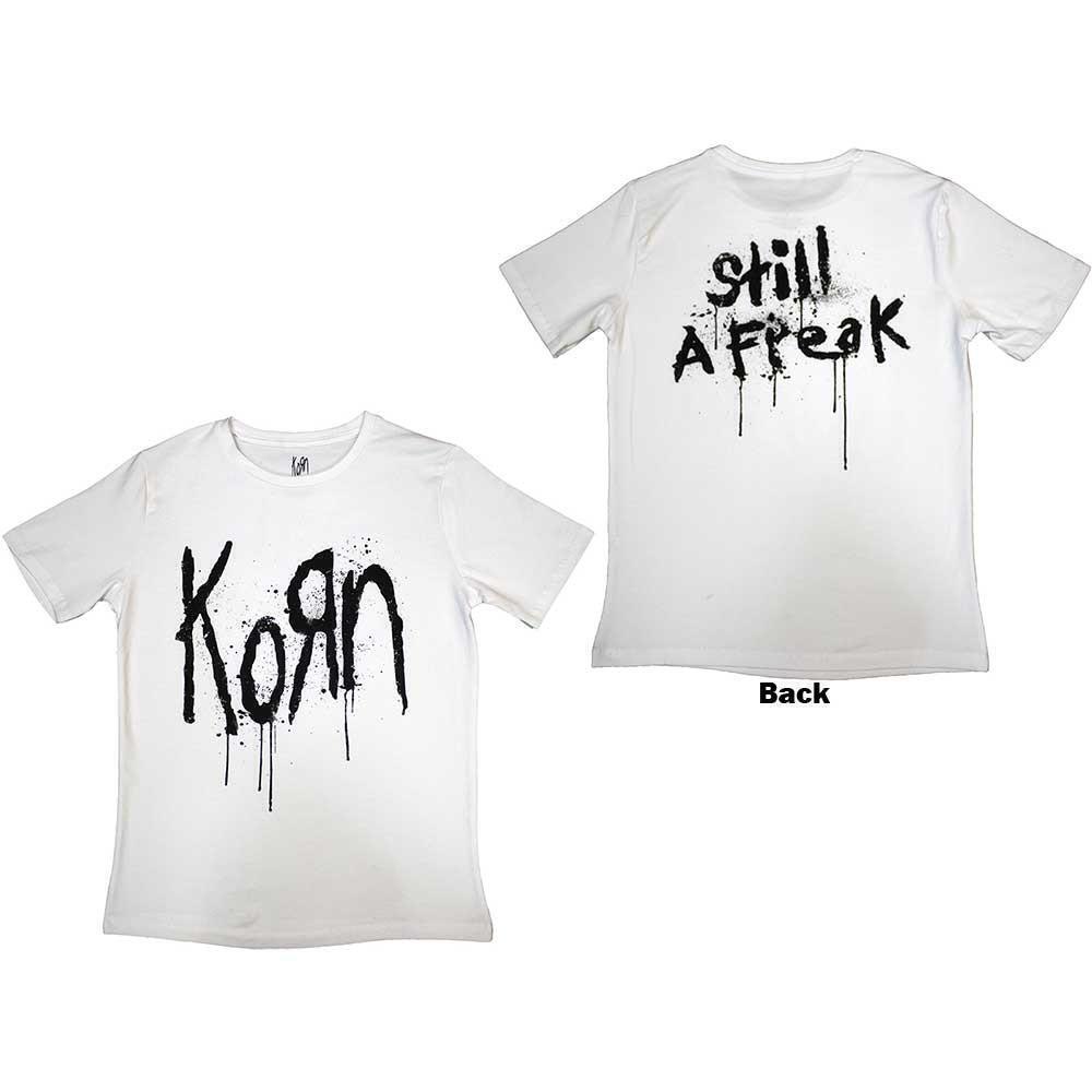 Korn Womens T Shirt Still A Freak Back Print White 2 Sided